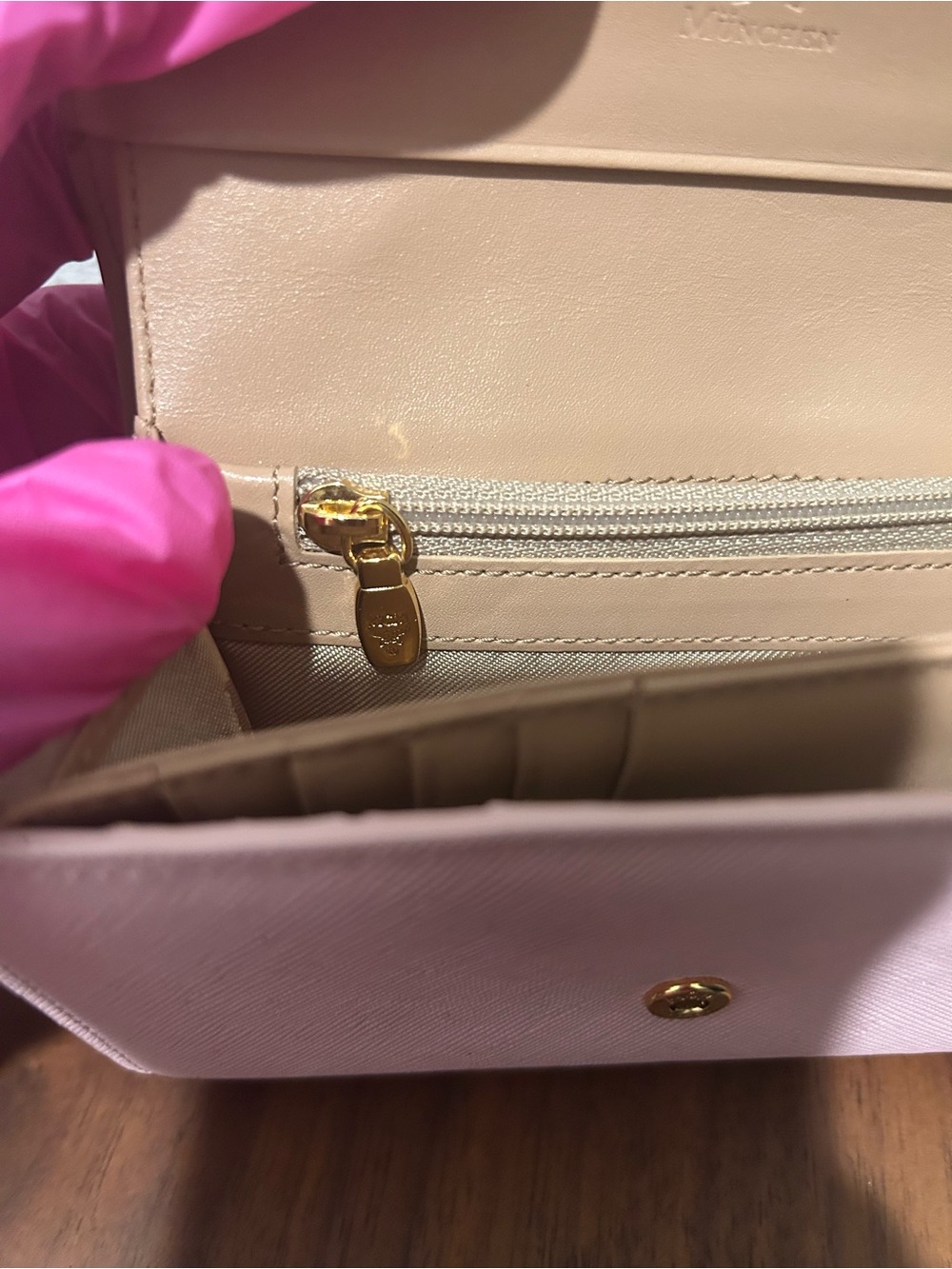 MCM Pink Leather Bow Trifold Wallet - Picture 10 of 13